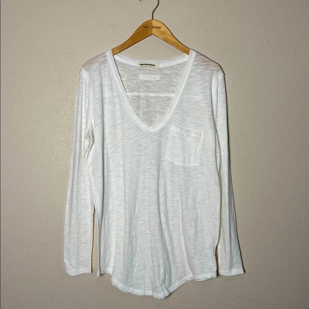 FREE PEOPLE WE THE FREE Small White Betty Long Sleeve‎ Lightweight Pocket Tunic